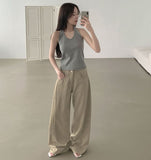 Cooling Summer Cut Tencel Banding Long Wide Cotton Pants