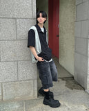 Black cargo denim trousers
