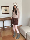 Bennett Dotto Snap Button Ribbed Hood Wrap Long Sleeve Knit