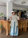 Huchi Summer Washing Denim Balloon Wide Pants