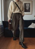Story peach cotton two tuck pants