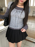 [Fake Layered] Hein Puff Ribbon Short Sleeve Layered T-Shirt Set