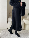 Roca Suede Pleated Banding Skirt