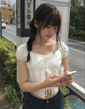 Kalin Summer Ribbon Open Crop Blouse