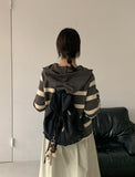 Monku stripe wool hood knit