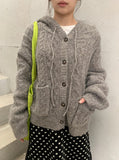 Silten Cable Hooded Wool Knit Cardigan