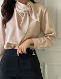 Credi Satin Tie Shawl Blouse