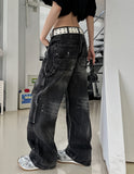 Bone Dirty Paint Damage Carpenter Denim Pants