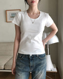 [U-BASIC] Riu Ribbed U-Neck Short Sleeve