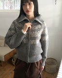 Helky Nordic Pattern Two-Way Knit Zip-Up