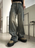Messy fringe denim