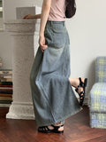 Hotty Vintage Wash Summer Denim Maxi Long Skirt