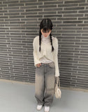 Reaper angora crop knit cardigan