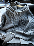 Hugo cable hood knit zip-up