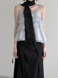 Flynn See-through Frill Tiered Blouse