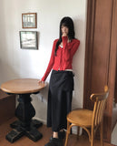 Caro Nylon Slit Layered Wrap Skirt
