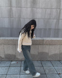 Naf washed denim wide pants