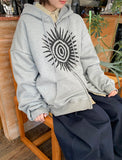 Hobeni Sun Printing Over Two Way Hood Zip-Up