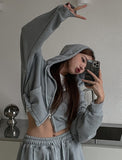 Metty Pigment Cropped Hooded Zip-Up