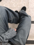 Quart Brushed Deep Blue Denim Washing Wide Pants