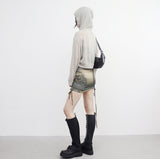 Beuneo see-through string hooded zip-up