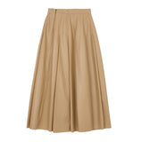 Fox Leather Long Pleated Skirt