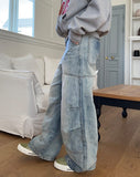 Clue pintuck wide denim pants