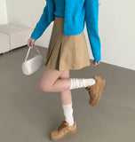 A-Line Pleats Mini Side Zipper Skirt Pants