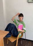 Monomo Linen Stripe Color Short Sleeve Knit