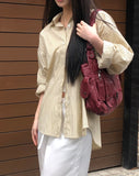 [MADE] Kael Color Matching Stripe Loose Fit Long Sleeve Shirt