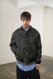 Pigment Washing Patch Leather Jacket