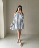 Rabbi Toile Chiffon Off-Shoulder Mini One Piece