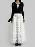 Feather See-Through Tiered Skirt