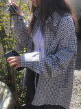Aseun Wrinkle Loose Check Shirt