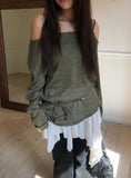 Koran Unbalance Layered Banding Skirt