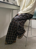 Calcori Banding Check Wide Pants
