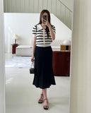 Wish Collar Stripe Color Matching Knit