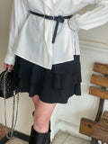 Nels Stripe Frill Collar Blouse (Belt Set)