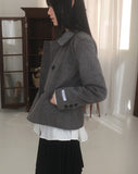 Romkin Cut Collar Short Jacket Coat