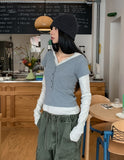Or Stripe Layered SET - Short Sleeve, Hood
