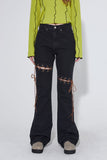 eyelet rope boots-cut denim