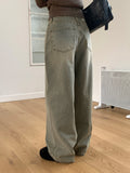 Clutch Grayish Washing Long Wide Denim Pants