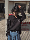 Resin diagonal zipper hoodie