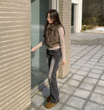 Detachable Sleeve Fur Vest Knit Jacket