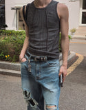 Witz Muscle Fit Cut-out Ribbed Sleeveless Top