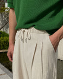 Chid two-tuck linen banding pants