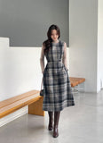 Mediz Wool Check A-line Vest Long One Piece