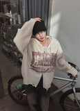 Atonic Lettering Hooded Zip-Up Knit