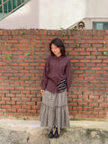 Wendell Check Frill Banding Long Skirt