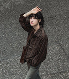 Flatter loose fit striped shirt